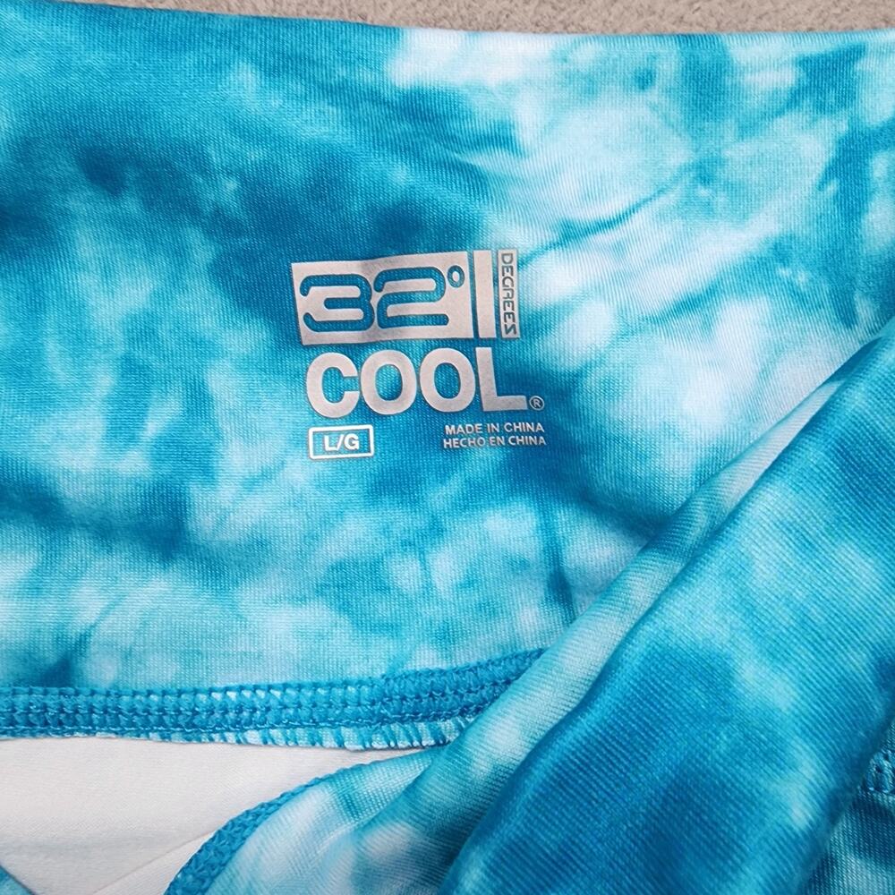NWT 32 Degrees Women’s L High Waist Bike Shorts Caribbean Sea Tie Dye Heat Cool - Picture 5 of 9
